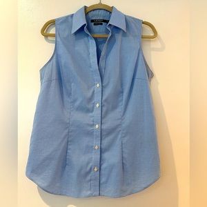 Ralph Lauren Light Blue Gingham Sleeveless Top. Size Medium.